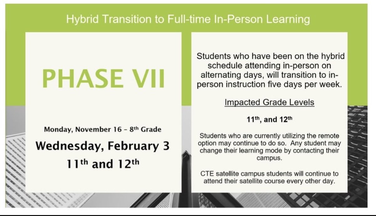 OhsStuco's tweet photo. Attention Juniors &amp; Seniors: 
Face to face 5 days a week starts Wednesday, February 3rd (for hybrid students). 

Grado 11 y 12 empiezan a venir 5 días a la semana empezando el miércoles, 3 de febrero.
@BronchoNews @BigRedBronchos https://t.co/JlK7Jf2cvk