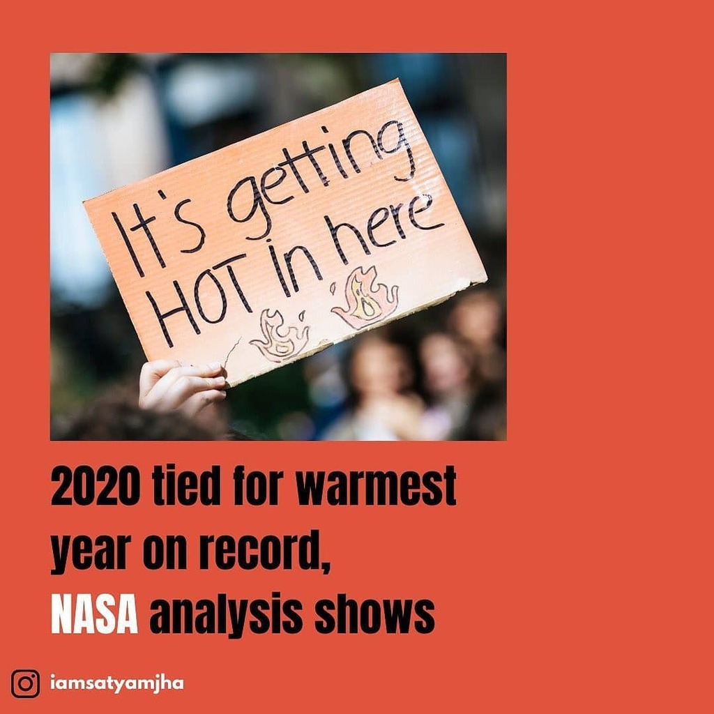 savethyocean's tweet photo. According to NOAA calculations, 2020's average land and ocean temperatures worldwide were 1.76 degrees Fahrenheit (0.98 of a degree Celsius) higher than average — just 0.04 F (0.02 C) cooler than average temperatures in 2016

Human himself sets their  house on fire,The poten… https://t.co/M2I7St9Ee8