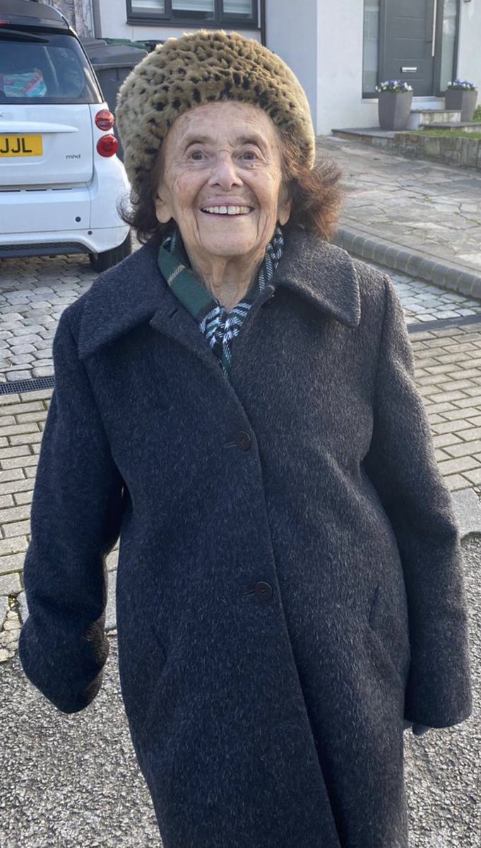 My 97-Year-old Great Grandma, Lily Ebert BEM - Auschwitz Survivor, has just recovered from Covid- 19.
   
Today she went on her first walk in a month after making a miraculous recovery.

❤️💪A fighter and survivor💪❤️