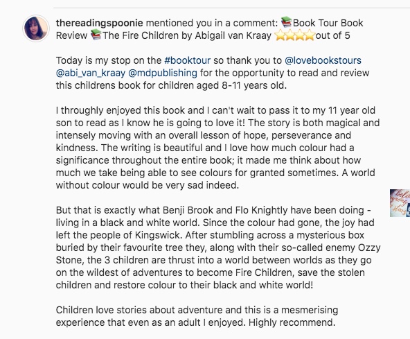 Delighted to see this review of The Fire Children by Abigail van Kraay