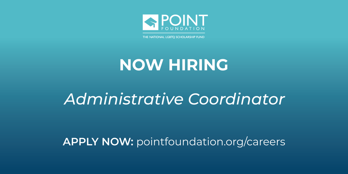 PointFoundation's tweet photo. #NowHiring at #PointFoundation: Administrative Coordinator. If you are an effective communicator with experience in administrative support with high attention to detail, we want to hear from you. Visit https://t.co/14cjLbX3ZQ to apply now! https://t.co/RAOscISPEY