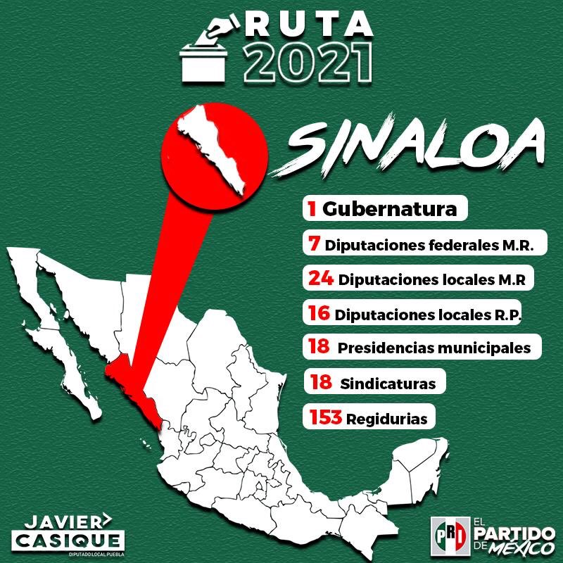 Javier_CasiqueZ's tweet photo. En las #Elecciones2021🗳 237 cargos de elección popular estarán en juego en #Sinaloa. Los priistas lucharemos por cada uno de estos espacios con el fin de continuar el legado del gobernador @QuirinoOC. ¡Que nadie dude de que ganaremos! #ADarleConTodo https://t.co/SOxpSRcOil