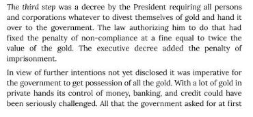 one of the darker phases of American history, and one which still harms us today; I worry the government will attempt the same scheme with Bitcoin if and when it goes hyper