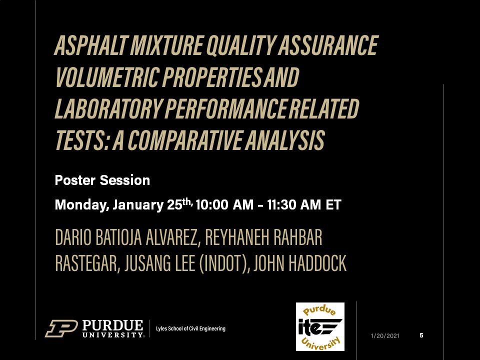 Purdue colleagues virtually presenting various Lecturn, workshops, and Poster Sessions at the 2021 TRB Annual Meeting. @NASEMTRB  @PurdueCE  @JTRP1937  @CCATPurdue  @ITEhq  @IndianaIte