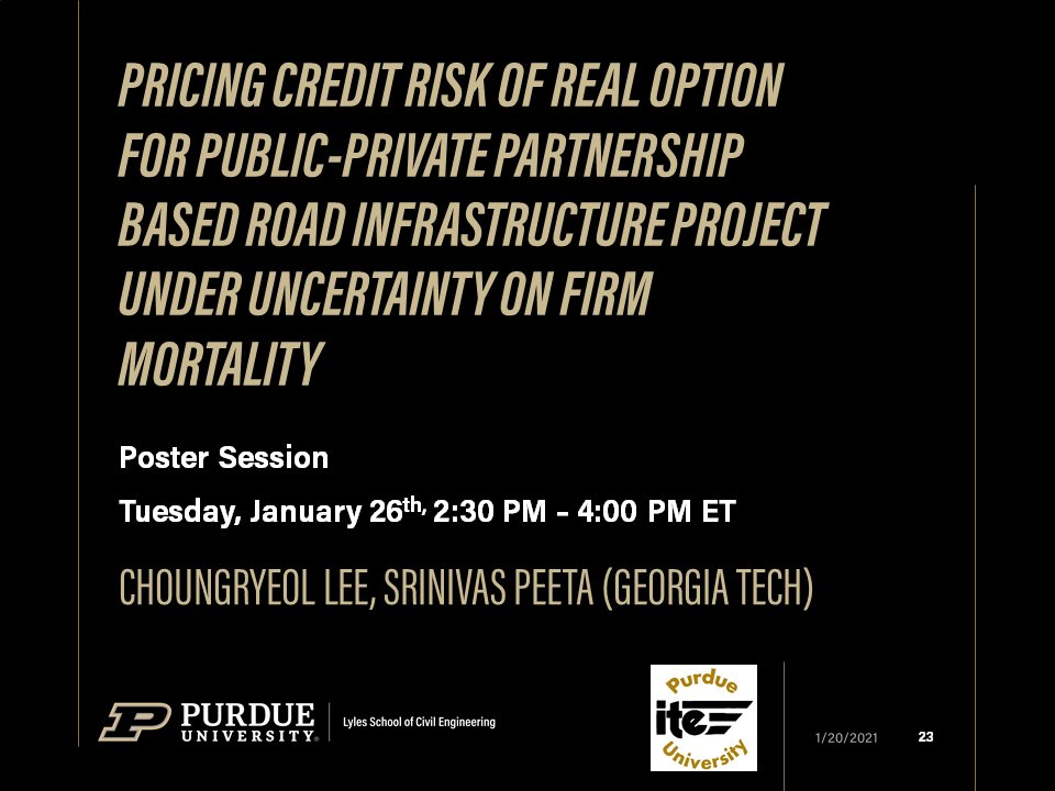 Purdue colleagues virtually presenting various Lecturn, workshops, and Poster Sessions at the 2021 TRB Annual Meeting. @NASEMTRB  @PurdueCE  @JTRP1937  @CCATPurdue  @ITEhq  @IndianaIte