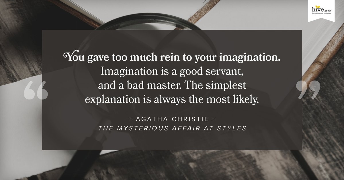 hivestores's tweet photo. Today, we're sharing this quote in honour of The Mysterious Affair at Styles by @agathachristie. ππ§
In it, readers were introduced to Hercule Poirot for the first time, and today marks a centenary since it was first published by @TheBodleyHead in the UK! https://t.co/GWxlyiqHMM