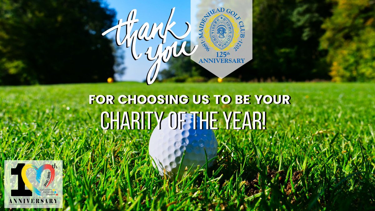 ADSlocalsupport's tweet photo. 🥳 Thank you @maidenheadgc for choosing 'ADS' as your Charity of the Year for 2021!
💛💙❤️​
#AlzheimersDementiaSupport #ADSCharity #charity #donate #HealthCare #GivingTuesday #10YearsOfADS #Fundraising #CharityOfTheYear #localcharity #partnership #alzheimers #dementia #mgc125 https://t.co/SBA48nVUSL