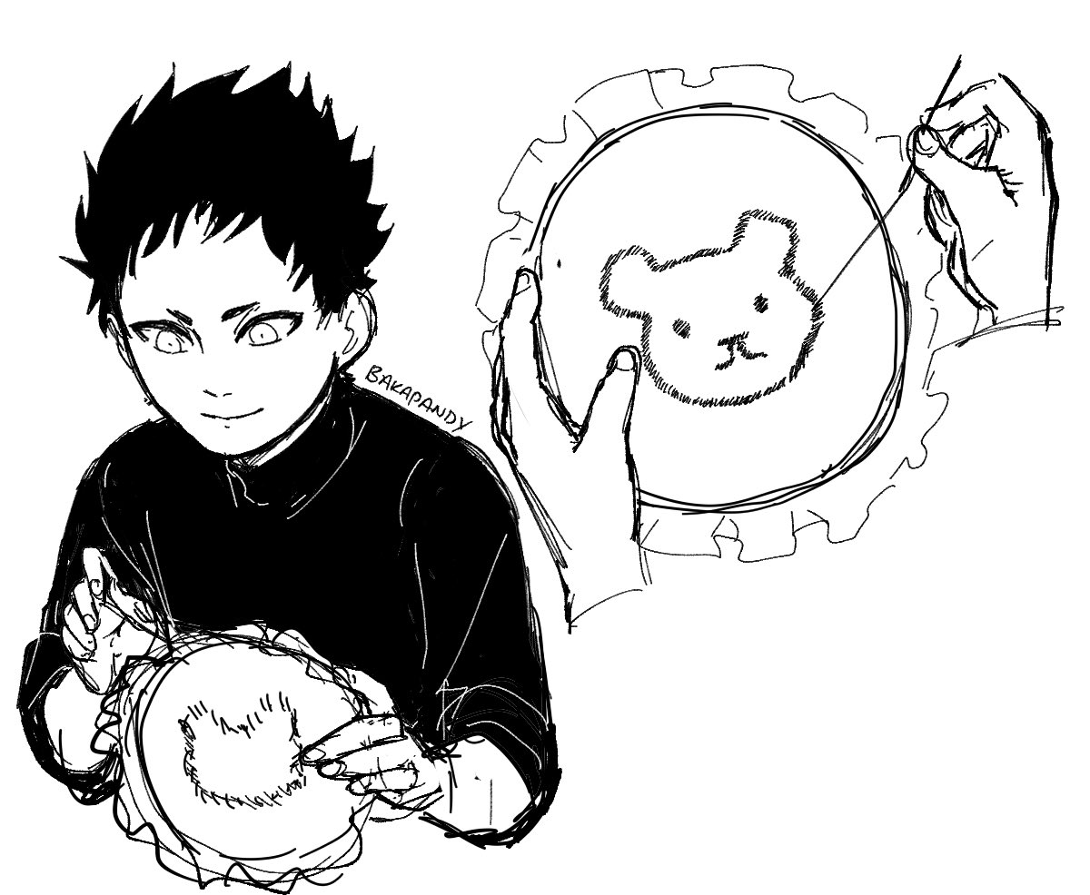 the winner of my dtiys on IG asked for Shinki smiling and embroidering Gaara's teddy and I cry 