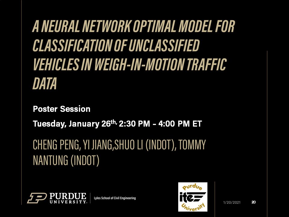 Purdue colleagues virtually presenting various Lecturn, workshops, and Poster Sessions at the 2021 TRB Annual Meeting. @NASEMTRB  @PurdueCE  @JTRP1937  @CCATPurdue  @ITEhq  @IndianaIte