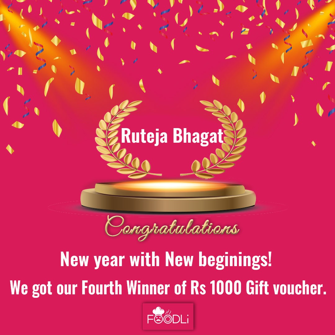 FoodliApp's tweet image. Pleased to announce our next WINNER....  Ruteja Bhagat. 

you can win too. just download the app and place an order.