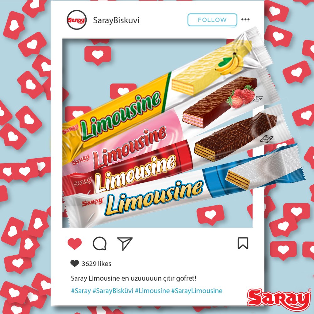 Saray Bisküvi (@saray_biskuvi) on Twitter photo Ödüllü Yarışma 🎁
Saray Limousine en uzuuuun çıtır gofret ❤️
Bu iletiyi beğen, RT yap ve #SarayBisküvi yaz, lezzet paketi kazanma şansı yakala!
<a href="/Saray_Biskuvi/">Saray Bisküvi</a> #SarayBisküvi #Limousine #SarayLimousine #yarışma #çekiliş #çekilişvar #çekilişzamanı #sürpriz #hediye Ödüllü Yarışma 🎁
Saray Limousine en uzuuuun çıtır gofret ❤️
Bu iletiyi beğen, RT yap ve #SarayBisküvi yaz, lezzet paketi kazanma şansı yakala!
<a href="/Saray_Biskuvi/">Saray Bisküvi</a> #SarayBisküvi #Limousine #SarayLimousine #yarışma #çekiliş #çekilişvar #çekilişzamanı #sürpriz #hediye