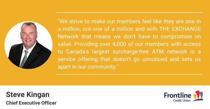 ficanex's tweet photo. As a credit union that is over 4,000 members strong, @FrontlineCU allows their membership to be part of a much larger group of Canadians saving money on needless surcharge fees with THE EXCHANGE Network! Read below for Steve Kingan's take on what this means for their community. https://t.co/6Q4D2ibI3F
