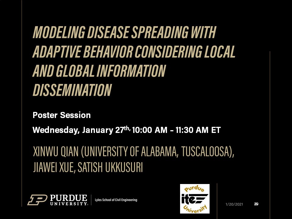 Purdue colleagues virtually presenting various Lecturn, workshops, and Poster Sessions at the 2021 TRB Annual Meeting. @NASEMTRB  @PurdueCE  @JTRP1937  @CCATPurdue  @ITEhq  @IndianaIte