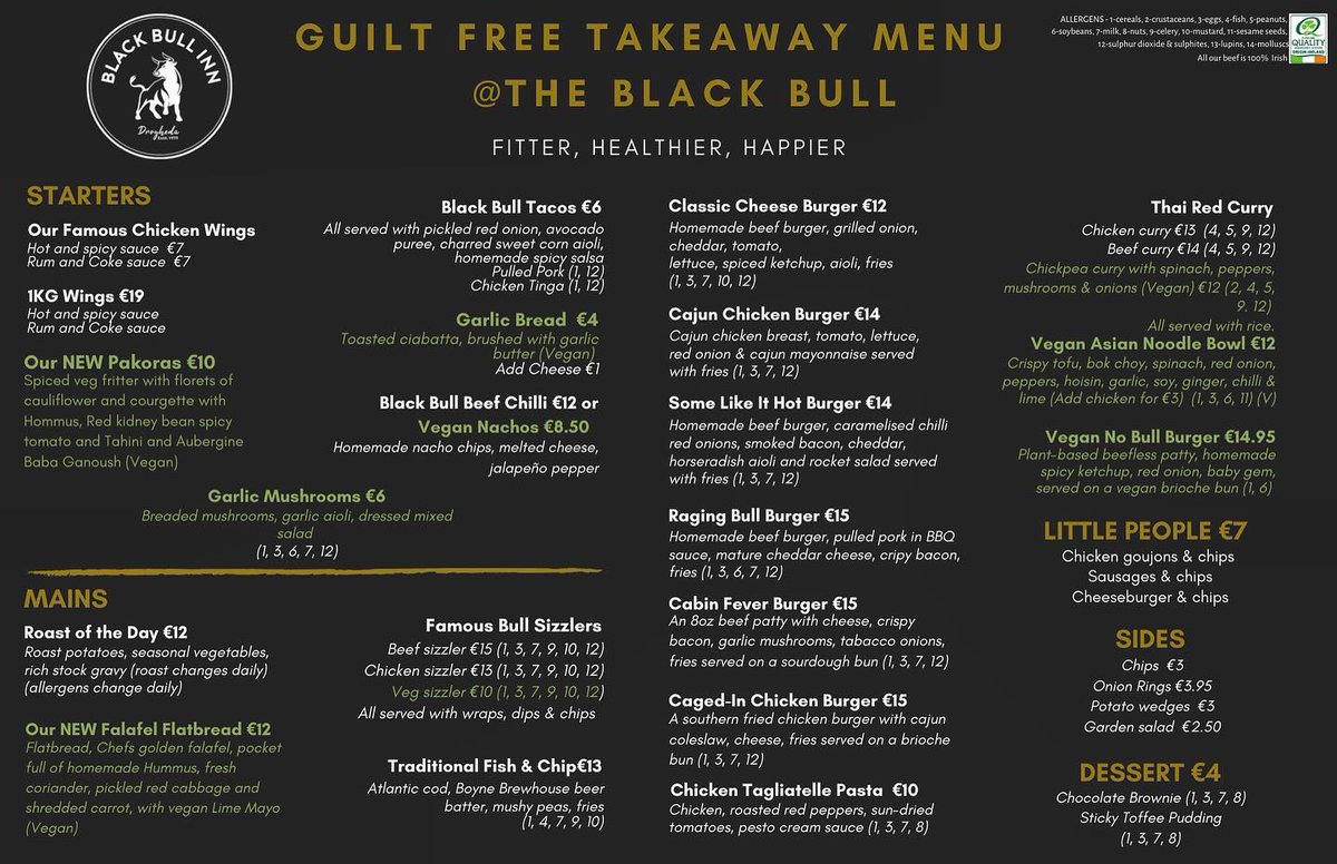 Happy Thursday guys, we are back open for the weekend! 😁

Introducing our new menu "Guilt Free Takeaway Menu @ The Bull". We brought this menu out last week which caters to everyone who is trying to get fitter, healthier and happier for the new year. 😱

Call us on 0419837139☎️