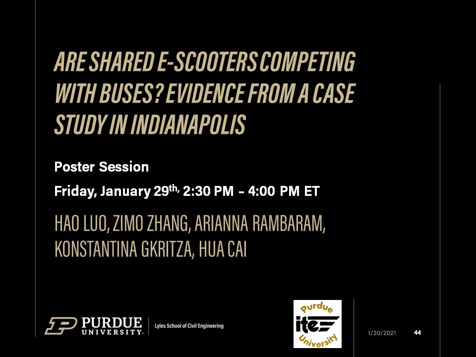 Purdue colleagues virtually presenting various Lecturn, workshops, and Poster Sessions at the 2021 TRB Annual Meeting. @NASEMTRB  @PurdueCE  @JTRP1937  @CCATPurdue  @ITEhq  @IndianaIte