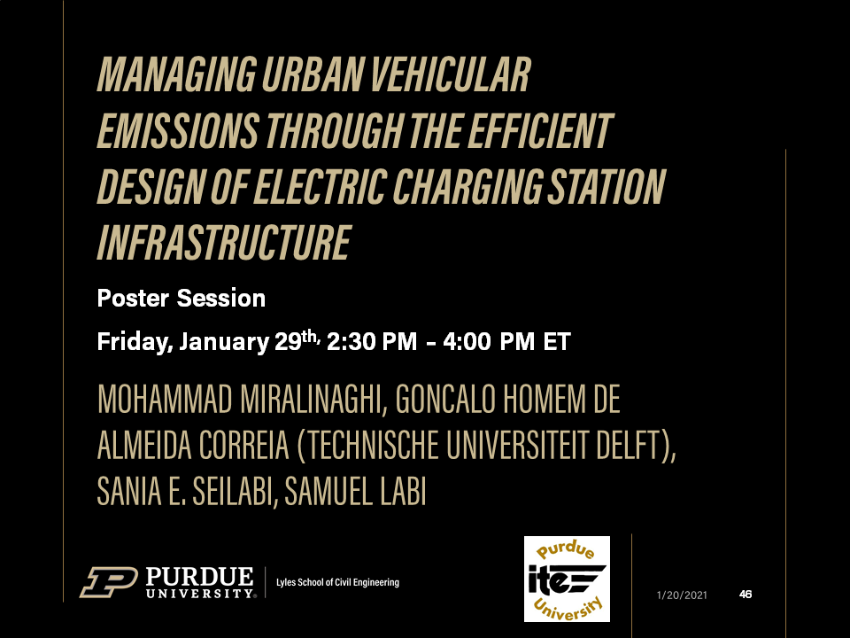 Purdue colleagues virtually presenting various Lecturn, workshops, and Poster Sessions at the 2021 TRB Annual Meeting. @NASEMTRB  @PurdueCE  @JTRP1937  @CCATPurdue  @ITEhq  @IndianaIte