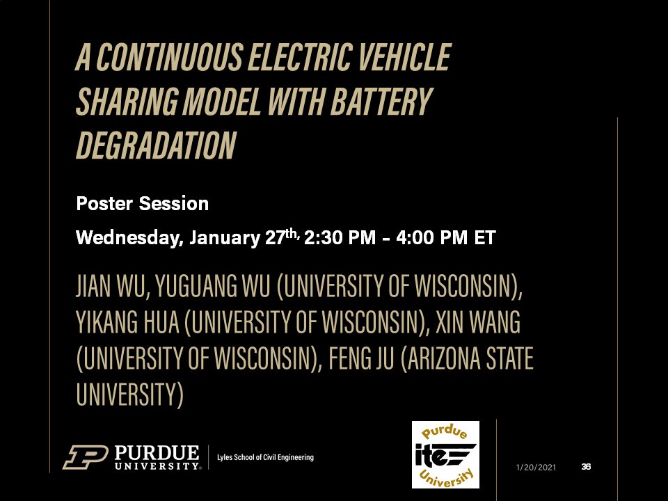 Purdue colleagues virtually presenting various Lecturn, workshops, and Poster Sessions at the 2021 TRB Annual Meeting. @NASEMTRB  @PurdueCE  @JTRP1937  @CCATPurdue  @ITEhq  @IndianaIte