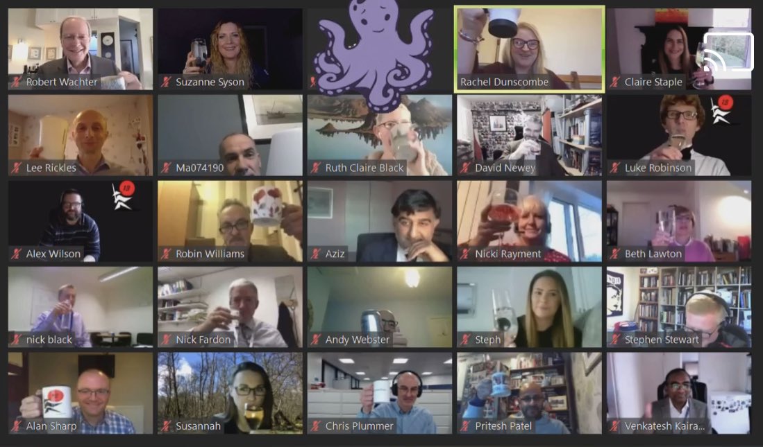Midfield_Matron's tweet photo. So fantastic to hear @Bob_Wachter speak again at our virtual commencement. Seeing everyone again today felt a little like the end of something special but really it’s just the beginning! PG8 forever 🐙💜#digitalhealth #DigitalTransformation @NHSDAalumni @NHSDigAcademy https://t.co/NNO4bn2VNL