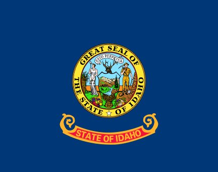 42. Idaho -- Who is responsible for this? It literally says "STATE OF IDAHO" twice. It would honestly be better to just fly a solid brown bedsheet and tell everyone it honors Idaho's majestic potato farms