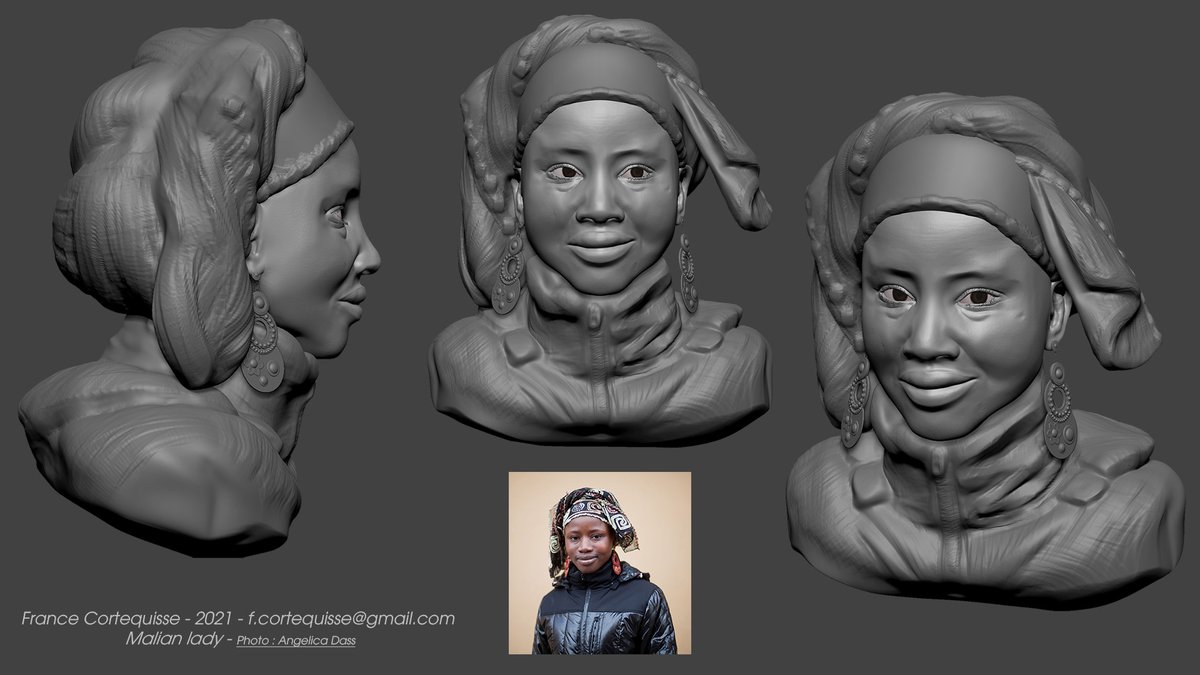 FCortequisse's tweet photo. New day , New Sculpt! 

Here is a 3D version of a picture captured by the talented photographer Angelica Dass. 

#zbrush #portraits #Mali #malian #sculpture https://t.co/cKOKFfHX2w
