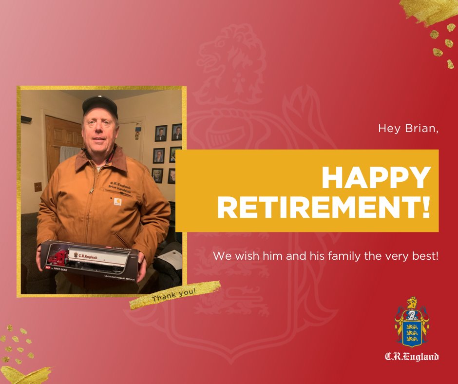 CREngland's tweet photo. Brian began his career at C.R. England in 1990, he started as a driver then became a trainer and finished out his lengthy run at C.R. England in the Equipment Department. Brian is a Million Miler and Elite Award recipientπ. We will miss you!
#CREproud #Trucking #HappyRetirement https://t.co/XgAqAJ0BUW