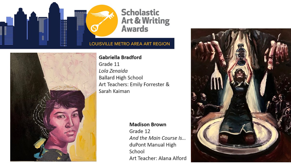 JCPSarts's tweet photo. Congratulations to the Gold Key Painting Awardees! (1/3)
@artandwriting @JCPSKY @jcpscdli @FundfortheArts @KMACMuseum @duPontManualVA @Forrester_Arts @mrs_kaiman @SOHSDragons @JCPSHighEA @JCPSHighEA_2 https://t.co/NfrVtQgZ0t