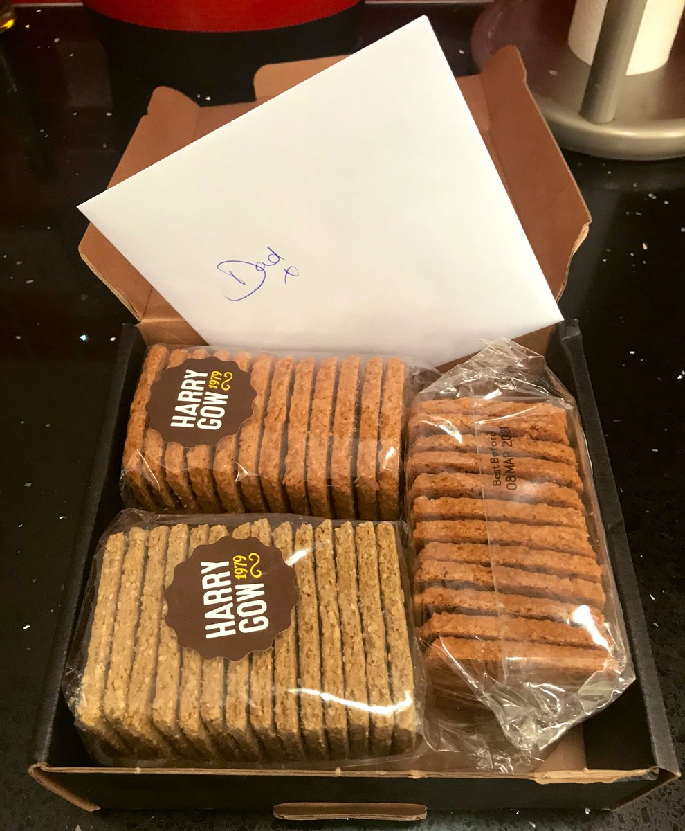 ShivmacbS's tweet image. @HarryGowBakery my dad LOVES your coconut biscuits &amp;amp; oatcakes but also lives 175 miles away! Can’t visit to get his usual stash - so only one thing for it...special Royal Mail delivery! #harrygow #firstclassdelivery