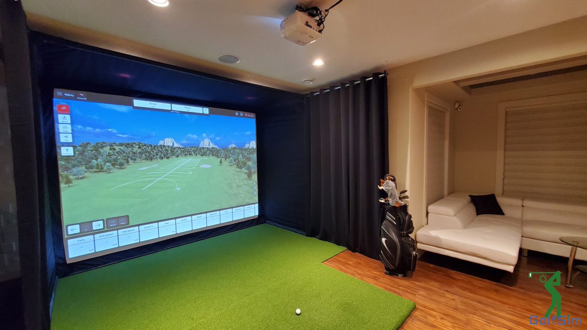 golfsimCA's tweet photo. Another Awesome golf simulator setup from https://t.co/K3GHBigCGu #golfsimulator #homegolfsimulator #flightscopemevoplus #yycgolf https://t.co/uAUcMyNUmV