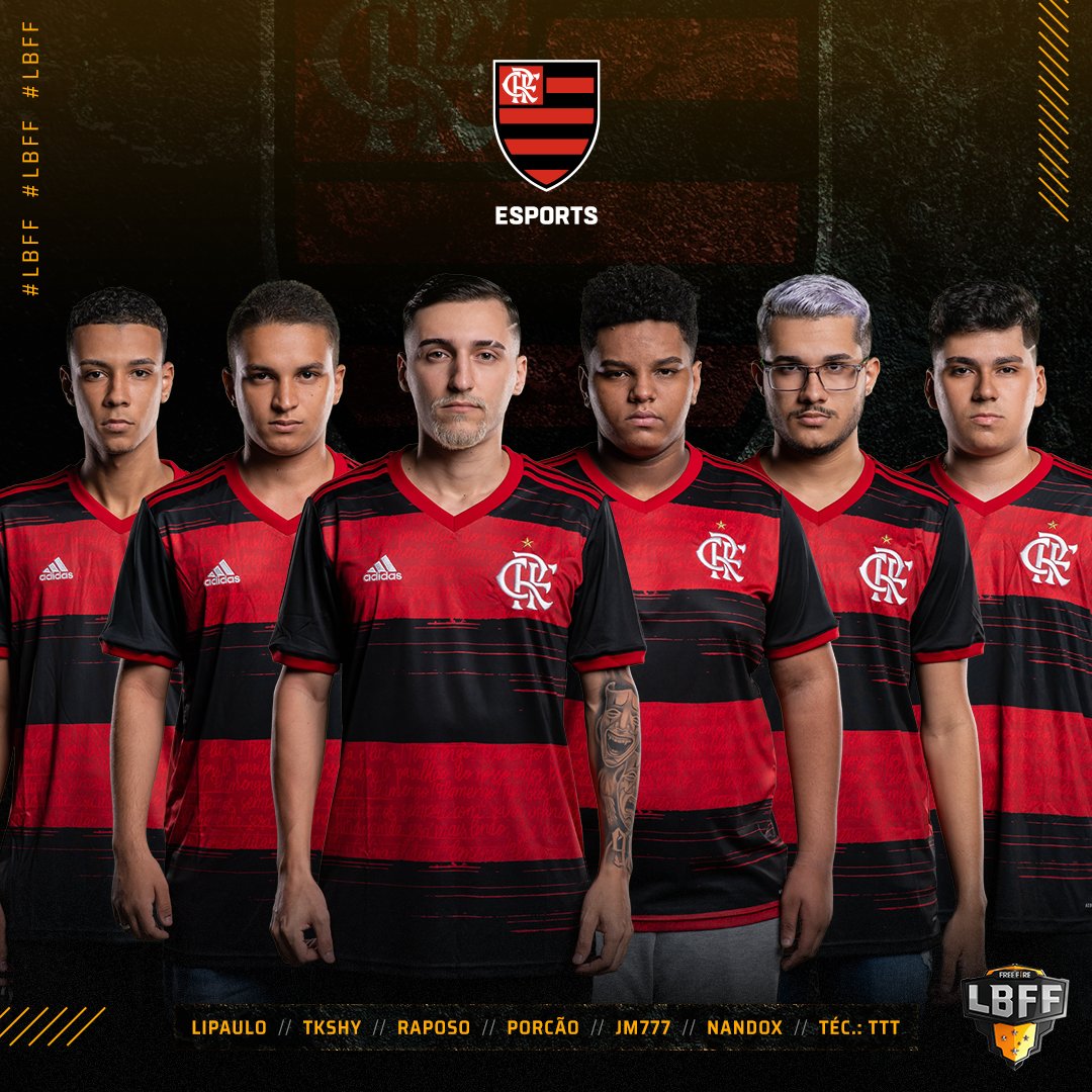 Flamengo Esports - <a href="/flaesports/">Flamengo Esports</a> 

LIPAULO - @paulopedro04 
TKSHY - @tkshy13 
Raposo - <a href="/RaposoTV_/">RAPOSO</a> 
PORCÃO - <a href="/porcao7/">Caua “Porcão“ Landim</a>
JM777 - @jm777ff 
NandoX - <a href="/naandoxff/">NandoX</a> 

Técnico: TTT - <a href="/thiagocubas3/">TTT CLASH</a>