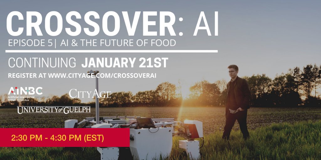 UofG_FfT's tweet photo. Register and get access to the @CityAge Cube for today's CrossOver: AI event on AI & The Future of Food. It starts today at 2:30 pm EST. Don't miss it! https://t.co/hSUjzhjaLj
#ArtificialIntelligence #FoodSystems #Agriculture https://t.co/JKEH4Z2uvx