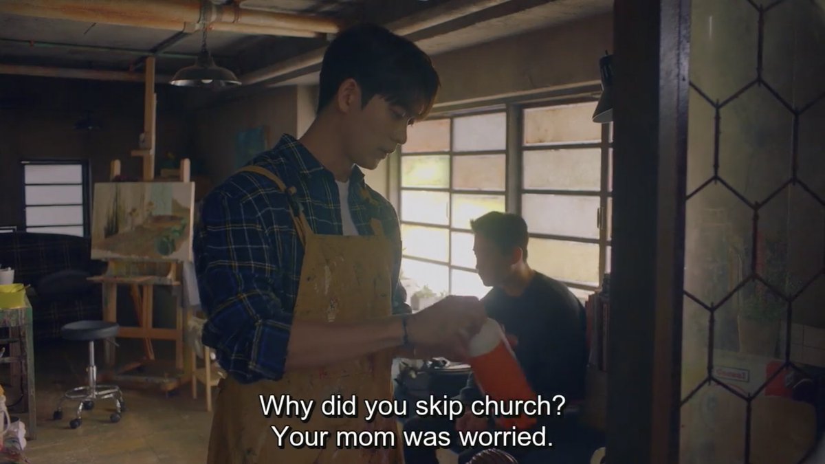 yeonghwa then asks him why he skipped church and yejun proceeds to tell him he quit being a christian 3 years ago. this gives us a hint that he’s been dealing with his sexuality and religion for quite some time now