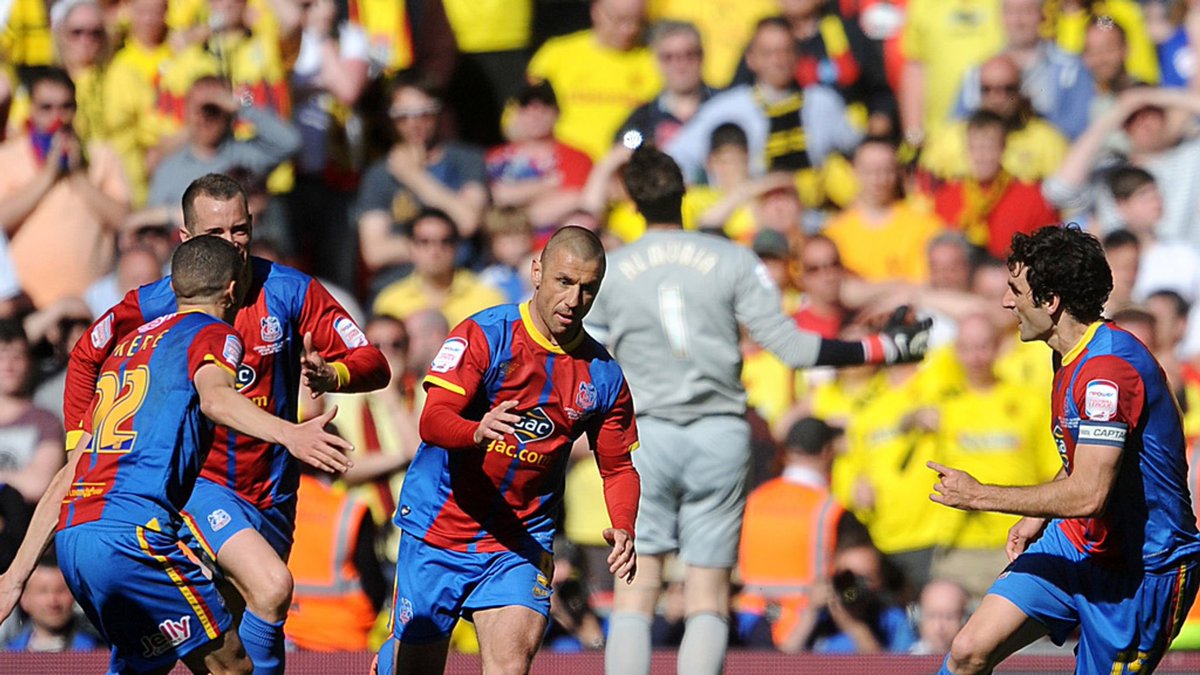 Palace 1 - 0 Watford - Play Off Final 2013After rolling over Brighton in the semi final as arguably underdogs, a nail biting final against Watford sees us return to the Premier League. The Speroni save, the Ward clearance & the Phillips pen has Watford fans crying to this day