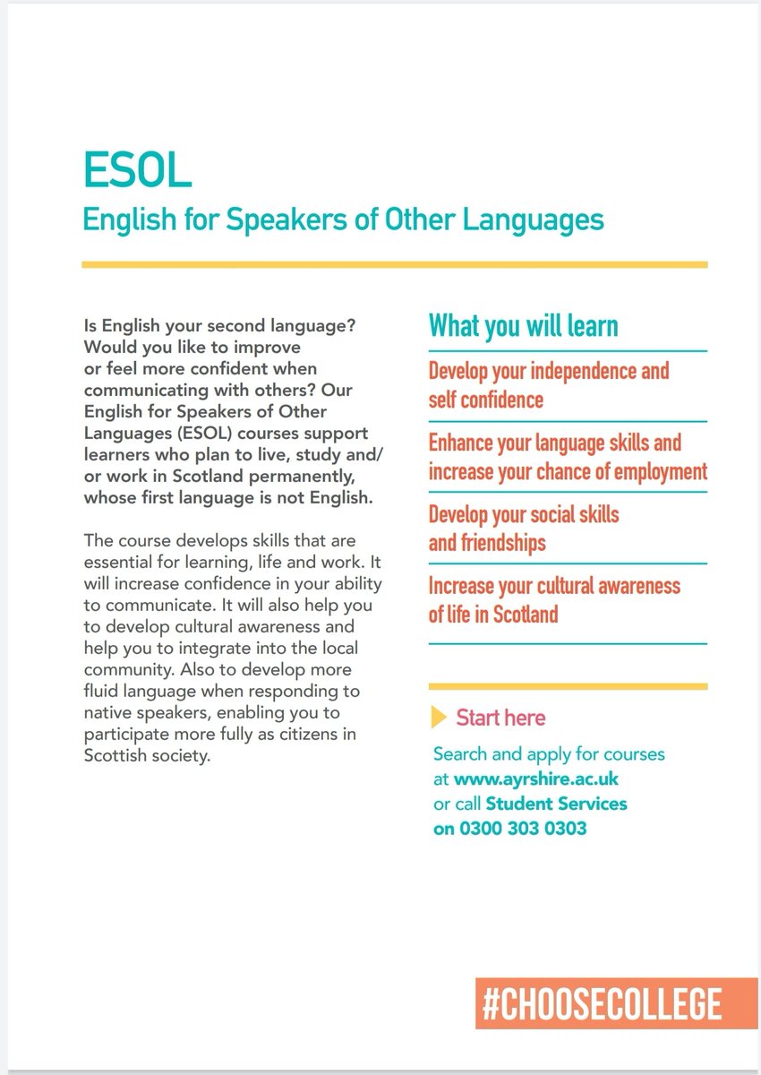 Ayrshire College ESOL Department tweet media
