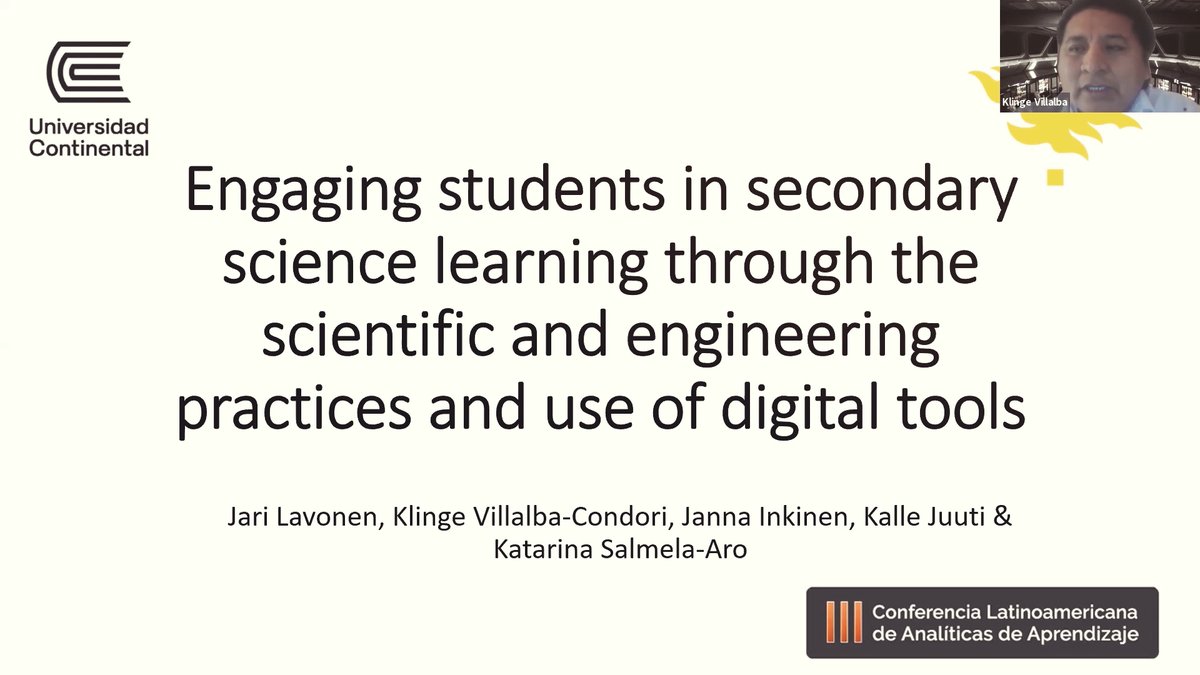 Les compartimos la presentación del artículo "Engaging students in secondary science learning through the scientific and engineering practices and use of digital tools" disertado durante la III Conferencia Latinoamericana de Analíticas de Aprendizaje.

youtu.be/grRjarjWfvI