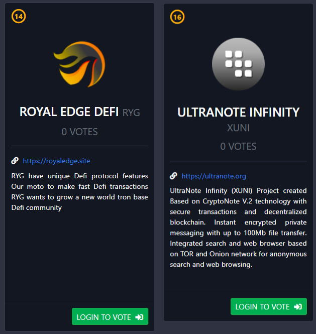 txbit_io's tweet photo. #Txbit Community #Coin Vote update
Newly added to voting:
▫️ #UltranoteInfinity $XUNI
▫️ #RoyalEdgeDefi $RYG
How to vote?
1⃣ Go to https://t.co/MOcId231Wn
2⃣ Log in or create an account
3⃣ Buy $XLR
4⃣ Vote for your favorite project
@DefiEdge @Ultranotecoin
#cryptocurrency https://t.co/h4IJmAEKmi