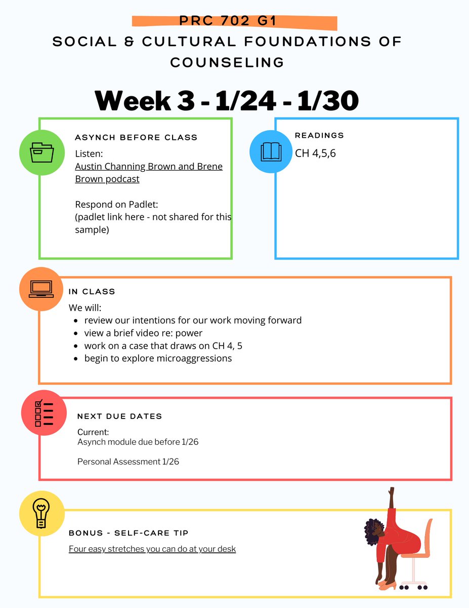 harrietschwartz's tweet image. Greatest hits! Last semester, students were having trouble staying organized with courses, given the LMS, etc. I started making a weekly one-pager and it got rave reviews! #SupportingStudentSuccess #ConnectedTeaching
