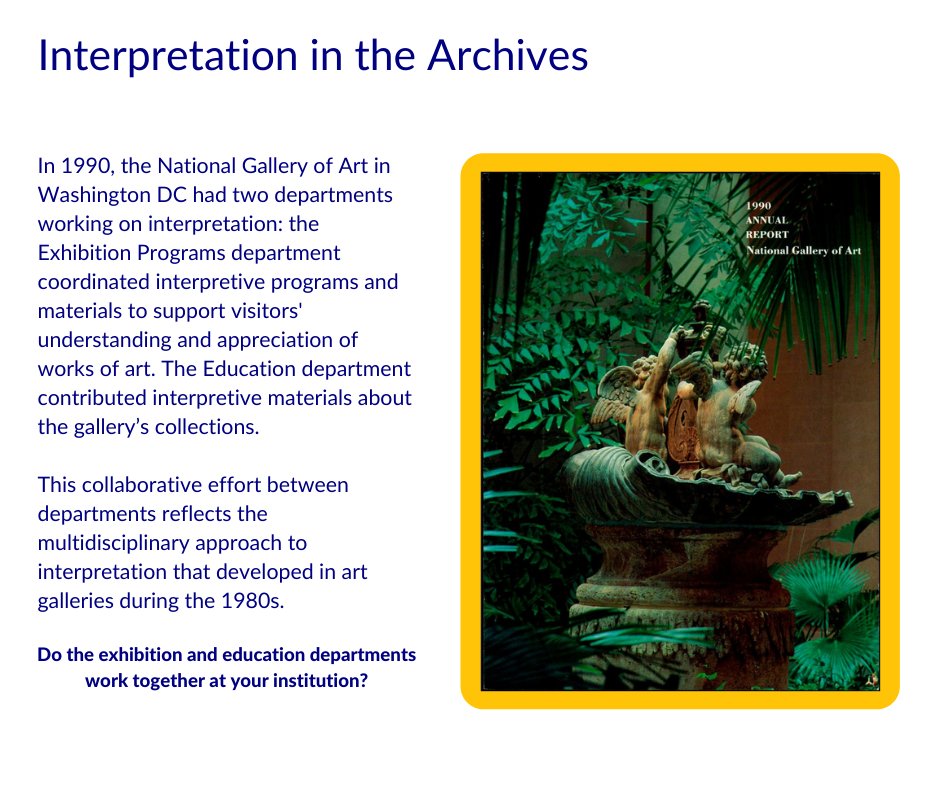 InterpAsField's tweet image. Our first #InterpArchives of the new year looks into the interpretation practices of @ngadc 
Do the exhibition and education departments work together at your institution? Let us know!