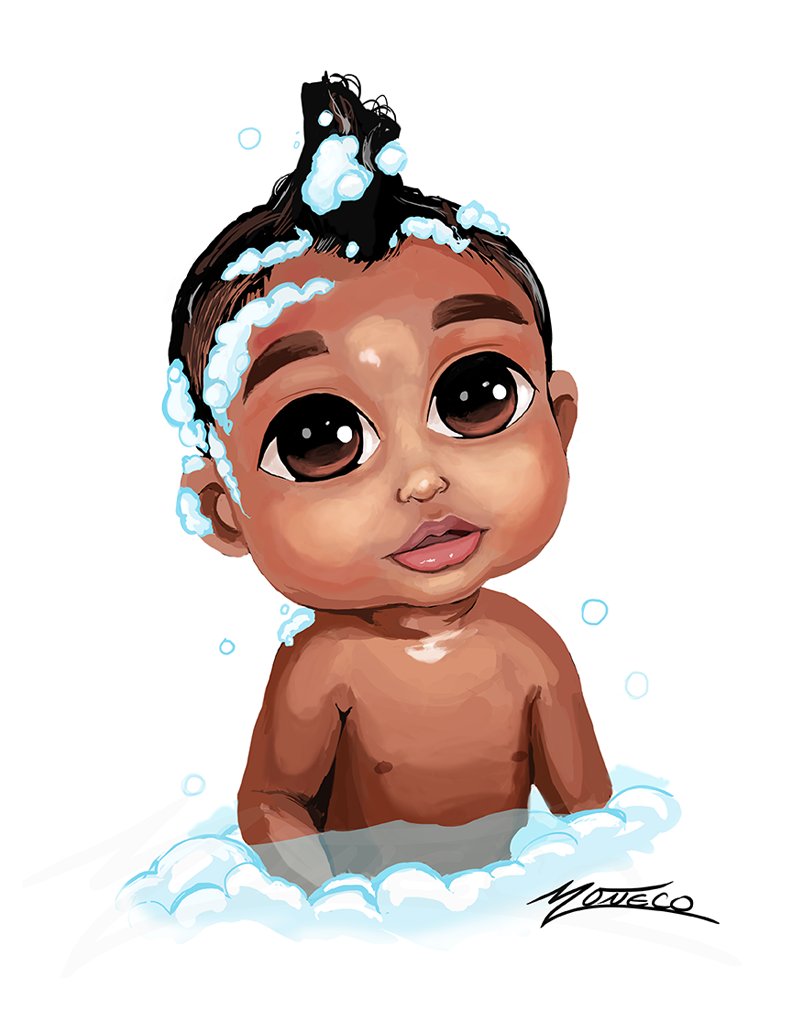 Moneco_Arts's tweet photo. "It's bath time".  Painted my my cousin into a cartoon

The Art                                            The Reference https://t.co/YzJa2crkKC
