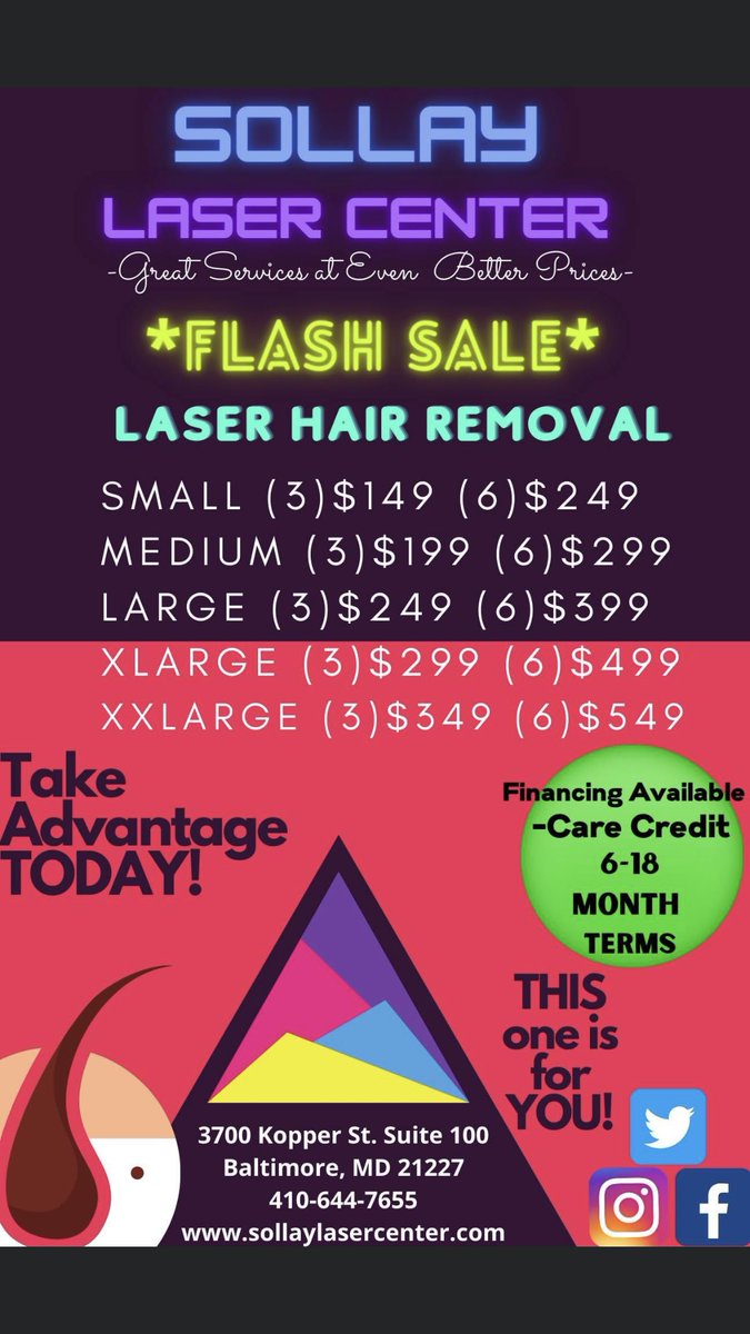 SollayLaser's tweet photo. This one is for you! Purchase Today!
Don't miss out on this amazing deal!
Call Us Today! 410-644-7655 https://t.co/QkGwJEyD0o