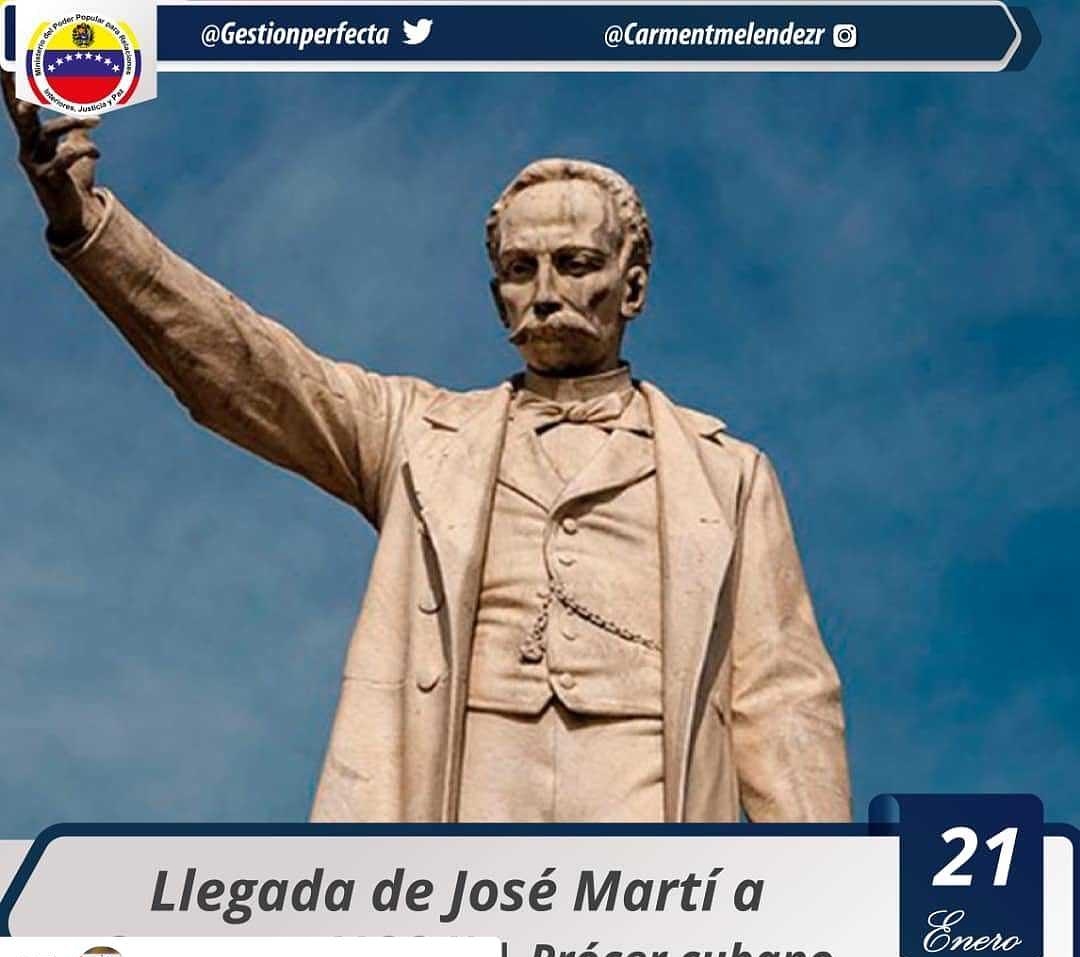 DDGDDHH's tweet photo. #21Ene Conmemoramos la llegada de José Martí a Caracas en búsqueda de la memoria de nuestro Libertador Simón Bolívar, a quien siempre consideró el Padre de la Patria de América Latina. #VenezuelaUnidaYEnPaz https://t.co/AfYt409Ayh