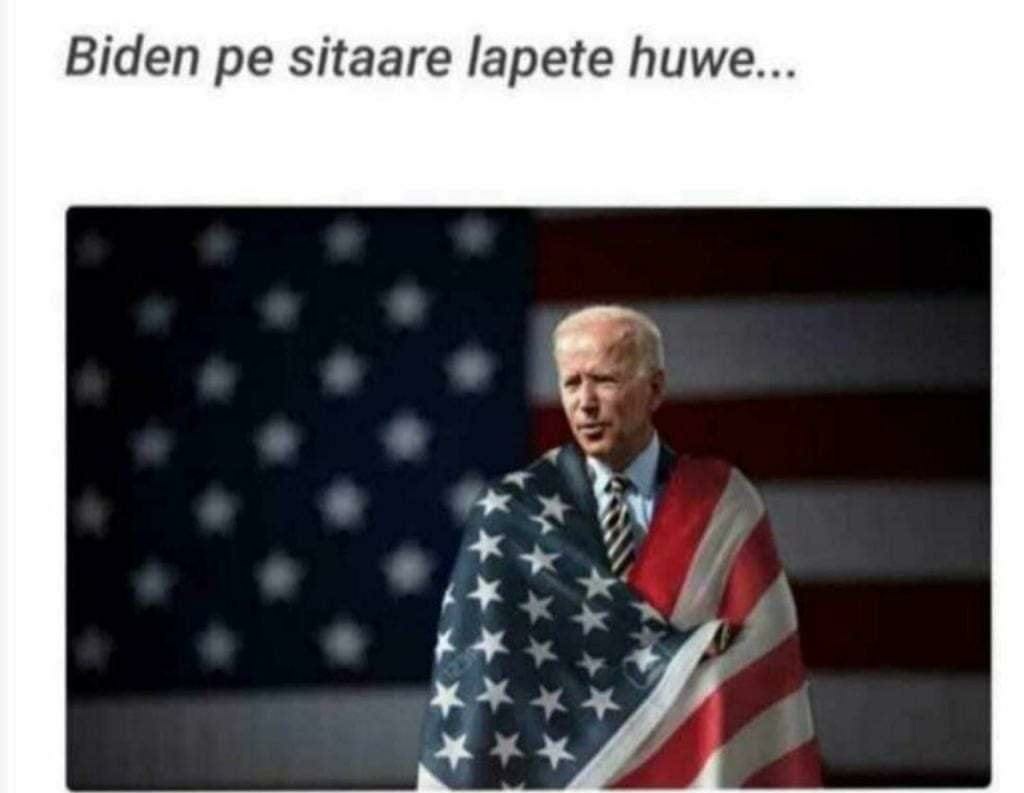 Pitresh_Kaushik's tweet photo. Biden pe sitaare lapete huwe... 😂😂
#BidenHarris 
#BidenHarrisInauguration https://t.co/pr7VYUZcvJ