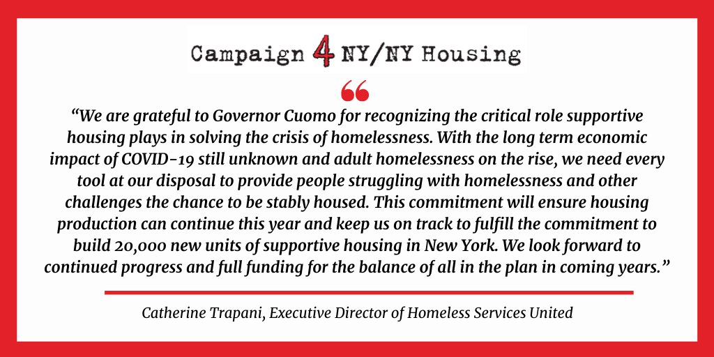 4NYNYHousing's tweet photo. We are pleased @NYGovCuomo included the 6th year of his 20K supportive housing initiative in the executive budget. This investment is crucial to ending chronic homelessness across New York. Read our full statement here: https://t.co/XjqQx5rzCY https://t.co/D0hvkaNxor