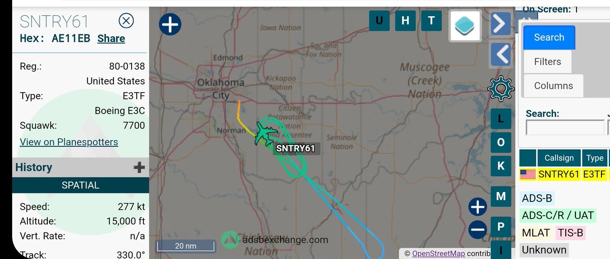 Evergreen Intel An E 3 Sentry Awacs Out Of Tinker Afb Has Declared An Emergency Via Squawk 7700 And Is In A Holding Pattern Adjacent To The Base At Angels 15