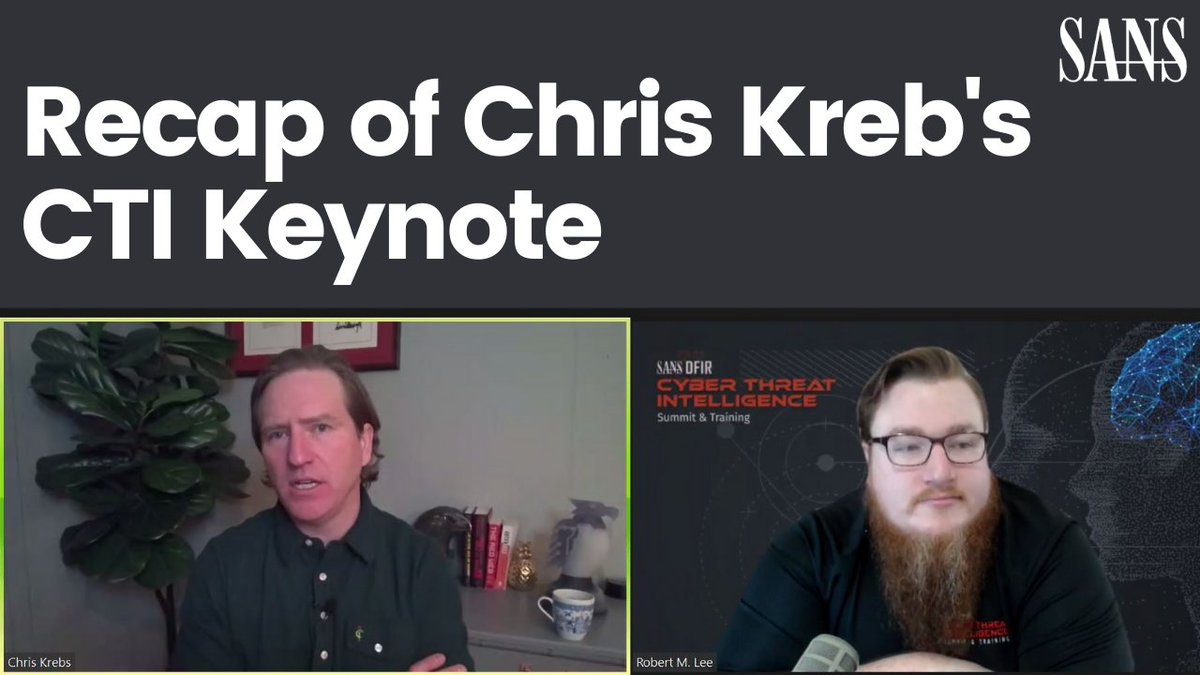 sansforensics's tweet image. BLOG | VIDEO NOW POSTED!

&quot;Things the Community Said About Chris Krebs&apos;s #CTISummit Keynote&quot;

@RobertMLee
@C_C_Krebs
#CTI #DFIR

Read and watch now!

sans.org/u/1as6