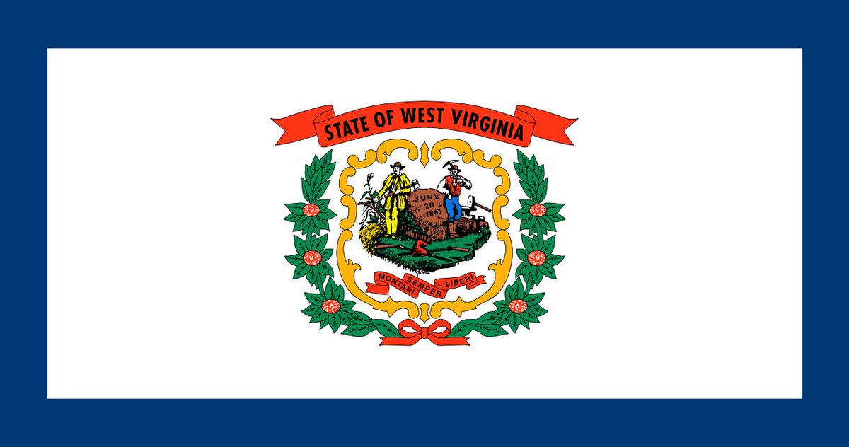 23. West Virginia -- Bonus points for unique design. I love the rhododendron wreathes. It's the only U.S. flag with guns on it, which feels supremely West Virginian. And the guns are a nod to state civilians who took up arms to defend the union.