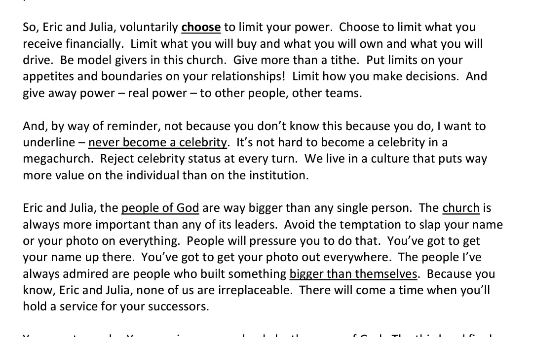 ChuckFreeland's tweet photo. The pastor of the largest Vineyard church in the world (to my knowledge), Rich Nathan, handed over leadership to successors on Sunday. This section of his sermon is SO important. https://t.co/NVkRDqBhQG