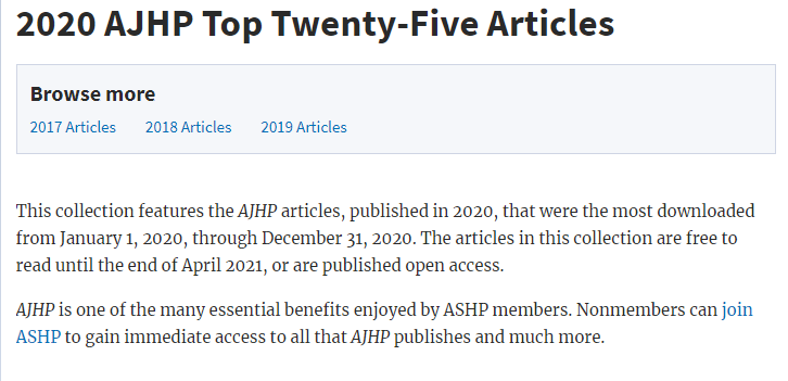 Honored that my first published article has made it on to the <a href="/AJHPOfficial/">AJHP</a> Top 25 Articles of 2020! Important area of research deserving of more attention.

academic.oup.com/ajhp/pages/202…

academic.oup.com/ajhp/article/7…
