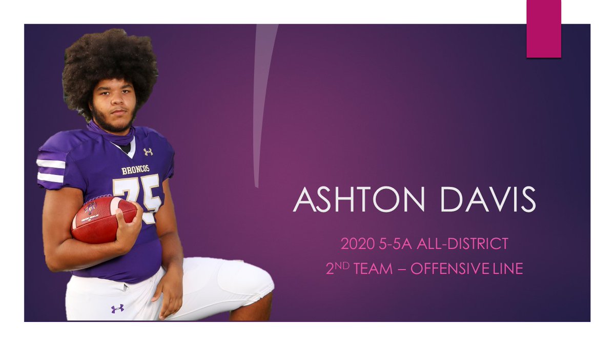 DHSCoachMiller's tweet photo. Denton High School Football would like to congratulate Ashton Davis @AshtonDLT 

2nd Team 
All-District 5-5a
Offensive Line

@DentonISDSports 
@DentonBroncos 
@Denton_High https://t.co/MUrABRFfK9