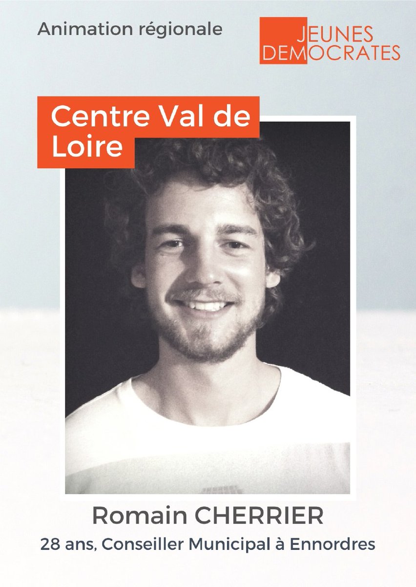 J_Democrates's tweet photo. 👦 Romain CHERRIER, 28 ans, conseiller municipal d'#Ennordres, est nommé animateur régional #JDems d' #CentreValdeLoire. https://t.co/TGllIMiweC