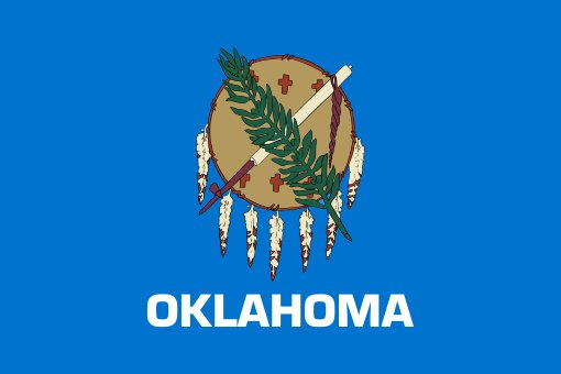 22. Oklahoma -- I love a good, clean flag design. It's a nod to Oklahoma's native american history without feeling exploitive. There's also two signs of peace, crossing in the middle: a traditional olive brand and a ceremonial pipe